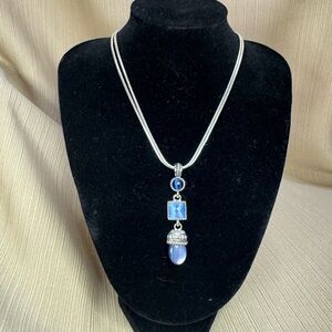 Elegant Blue Pendant Necklace - 16 Inches With a 3 Inch Extension